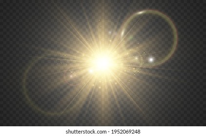flash especial de lente, efecto de luz. El flash parpadea los rayos y la luz reflectante. Lámpara. Luz blanca brillante. Hermosa estrella Luz de los rayos. El sol está retroiluminado. Hermosa estrella brillante. Luz solar. Glare.	