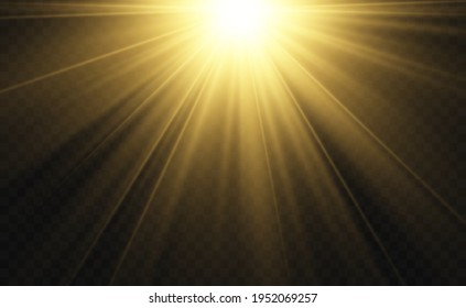 Special lens flash, light effect. The flash flashes rays and searchlight. illust.White glowing light. Beautiful star Light from the rays. The sun is backlit. Bright beautiful star. Sunlight. Glare.	