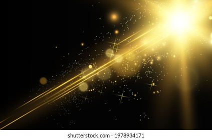 Special lens flash, light effect. The flash flashes rays and searchlight. illust.White glowing light. Beautiful star Light from the rays. The sun is backlit. Bright beautiful star. Sunlight. Glare.	