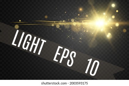Special lens flash, light effect. The flash flashes rays and searchlight. illust.White glowing light. Beautiful star Light from the rays. The sun is backlit. Bright beautiful star. Sunlight. Glare.