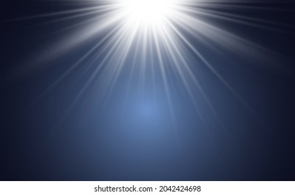 Special lens flash, light effect. The flash flashes rays and searchlight. illust.White glowing light. Beautiful star Light from the rays. The sun is backlit. Bright beautiful star. Sunlight. Glare.