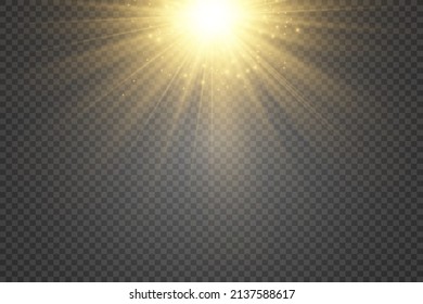 Special lens flash, light effect. The flash flashes rays and searchlight. illust.White glowing light. Beautiful star Light from the rays. The sun is backlit. Bright beautiful star. Sunlight. Glare.	