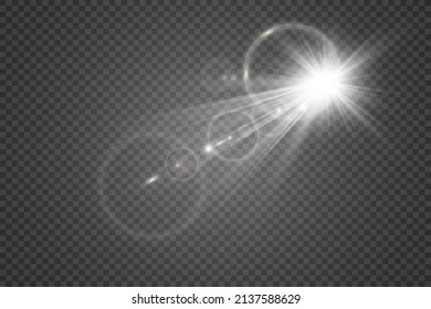 flash especial de lente, efecto de luz. El flash parpadea los rayos y la luz reflectante. Lámpara. Luz blanca brillante. Hermosa estrella Luz de los rayos. El sol está retroiluminado. Hermosa estrella brillante. Luz solar. Glare.	