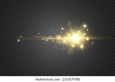 Special lens flash, light effect. The flash flashes rays and searchlight. illust.White glowing light. Beautiful star Light from the rays. The sun is backlit. Bright beautiful star. Sunlight. Glare.	