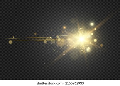 Special lens flash, light effect. The flash flashes rays and searchlight. illust.White glowing light. Beautiful star Light from the rays. The sun is backlit. Bright beautiful star. Sunlight. Glare.	
