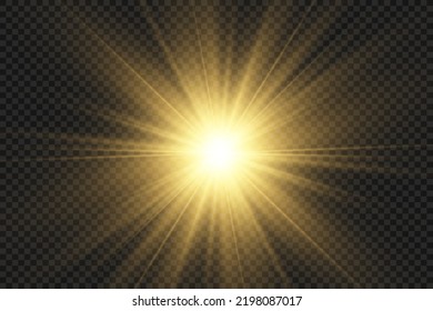 Special lens flash, light effect. The flash flashes rays and searchlight. illust.White glowing light. Beautiful star Light from the rays. The sun is backlit. Bright beautiful star. Sunlight. Glare.

