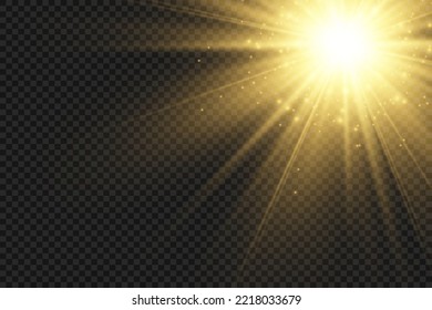 Special lens flash, light effect. The flash flashes rays and searchlight. illust.White glowing light. Beautiful star Light from the rays. The sun is backlit. Bright beautiful star. Sunlight. Glare.	
