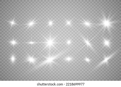 	
Special lens flash, light effect. The flash flashes rays and searchlight. illust.White glowing light. Beautiful star Light from the rays. The sun is backlit. Bright beautiful star. Sunlight. Glare.