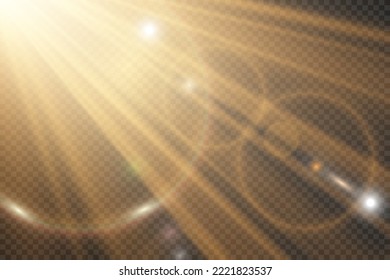 	
Special lens flash, light effect. The flash flashes rays and searchlight. illust.White glowing light. Beautiful star Light from the rays. The sun is backlit. Bright beautiful star. Sunlight. Glare.