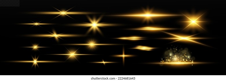 Special lens flash, light effect. The flash flashes rays and searchlight. illust.White glowing light. Beautiful star Light from the rays. The sun is backlit. Bright beautiful star. Sunlight. Glare.	