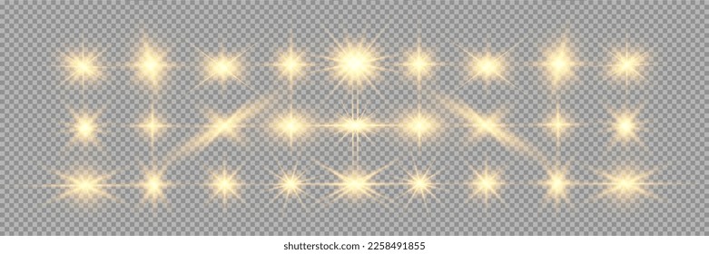 Special lens flash, light effect. The flash flashes rays and searchlight. illust.White glowing light. Beautiful star Light from the rays. The sun is backlit. Bright beautiful star. Sunlight. Glare.	