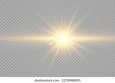 Special lens flash, light effect. The flash flashes rays and searchlight. illust.White glowing light. Beautiful star Light from the rays. The sun is backlit. Bright beautiful star. Sunlight. Glare.	