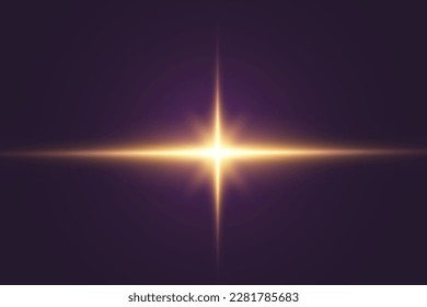 Special lens flash, light effect. The flash flashes rays and searchlight. illust.White glowing light. Beautiful star Light from the rays. The sun is backlit. Bright beautiful star. Sunlight. Glare.	