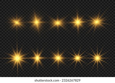 Special lens flash, light effect. The flash flashes rays and searchlight. illust.White glowing light. Beautiful star Light from the rays. The sun is backlit. Bright beautiful star. Sunlight. Glare.	