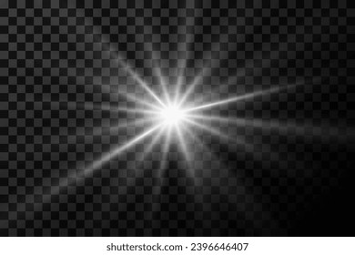 flash especial de lente, efecto de luz. Los destellos de los flash parpadean vigas y focos. Luz blanca brillante. Hermosa estrella Luz de los rayos. El sol está iluminado. Sun Ray.	

