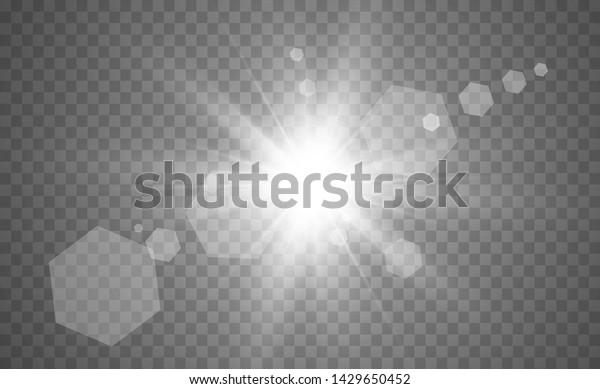 Special\
lens flash, light effect. The flash flashes rays and searchlight.\
White glowing light. Beautiful star Light from the rays. The sun is\
back-lit. Bright beautiful star. Sunlight.\
Glare.