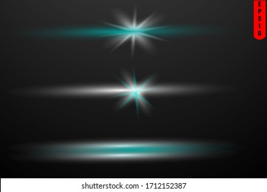 Special lens flash light effect.White glowing light explodes on a transparent background.Transparent shining sun, bright flash.
