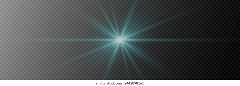Special lens flash, lighting effect. The flare flashes with rays of light. On a transparent background.