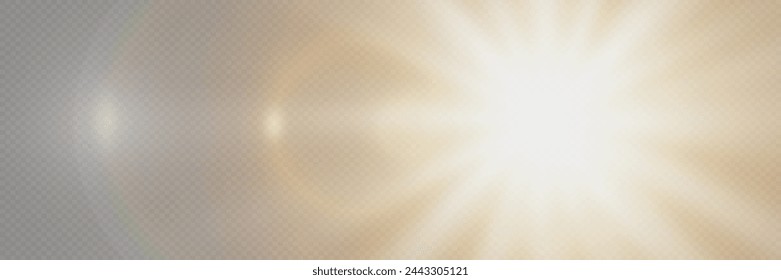 Special lens flash, lighting effect. The flare flashes with rays of light. On a transparent background.