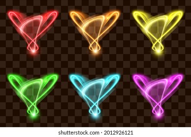 Special light effect abstract isolated element set collection glow line illuminated object