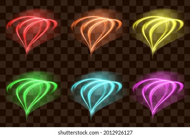 Special light effect abstract isolated element set collection glow line illuminated object