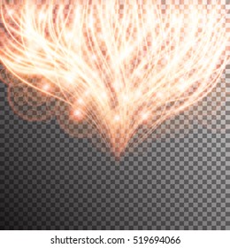 Special light fire effect. Vector illustration transparent