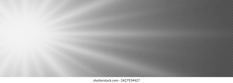Special light flash effect with rays of light and magic sparkles. On a transparent background.