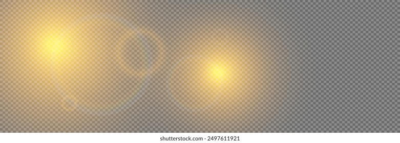 Special light lenses and flashes, lighting effect. On a transparent background.