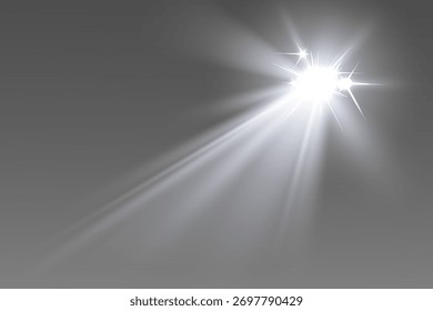 Efeito de iluminação especial da luz, raios de estrela brilhantes.