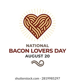 A special logo for National Bacon Lovers Day on August 20 which shows a woven bacon heart and the text on a clean white background