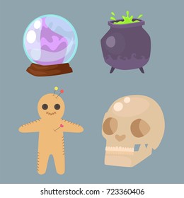 Special magic symbol magician fantasy carnival mystery tools cartoon miracle decoration vector illustration.