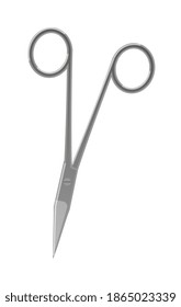 Special Medical Shears With Short Blade On White Background