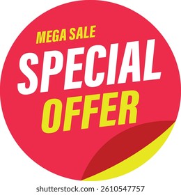 Special mega offer discount label icon. Sale off percent, discount special offer price promotion tag symbol. Shopping sticker and badge vector isolated on transparent background.