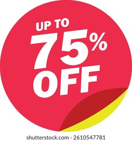 Special mega offer discount label icon. Sale off percent, discount special offer price promotion tag, 75 percent discount vector isolated on transparent background. Vector illustration.