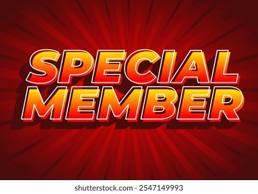Miembro especial. Diseño de efecto de texto en colores modernos con aspecto de efecto 3D