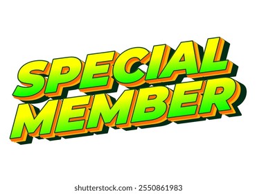 Miembro especial. Diseño de efecto de texto en colores modernos con aspecto de efecto 3D