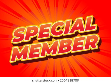 Special member. Text effect design in modern colors with 3D effect look