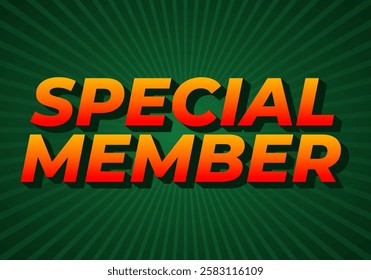 Special member. Text effect design in modern colors with 3D effect look