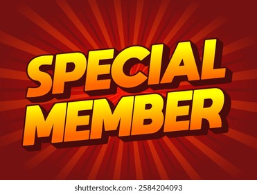 Special member. Text effect design in modern colors with 3D effect look
