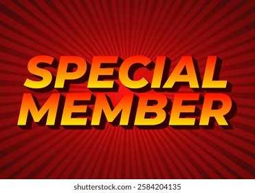 Special member. Text effect design in modern colors with 3D effect look