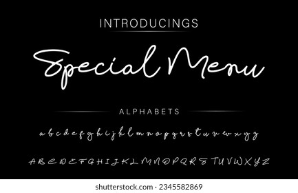 Special Menu Best Alphabet Signatures Handdraw Brush Script Logotype Font lettering handwritten