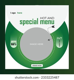 special menu concept banner template design. Discount abstract promotion layout design template