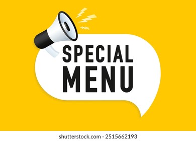 Ícone de mensagem de menu especial. Ícone do Megafone. Estilo plano. Mensagem de bate-papo com balão de fala do menu especial. Bolhas de fala com megafone. Ilustração vetorial