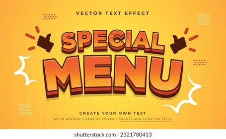 Special Menu Outline Style 3D editable text effect, suitable for promotion, product, headline