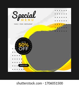 Special menu a restaurant social media post template. Healthy food banner promotion illustration 