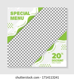 Special menu a restaurant social media post template. Healthy food banner promotion vector illustration