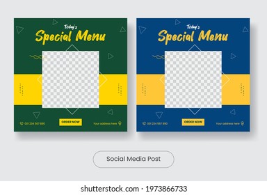 Special menu social media post template banner set. Vector illustration EPS 10
