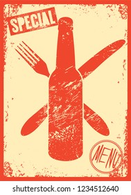 Special Menu typographical vintage grunge design. Retro vector illustration.