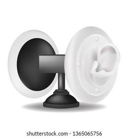 Special microphone with the white ears for ASMR isolated on white background.