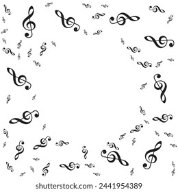 Special musical frame of treble clefs on white background